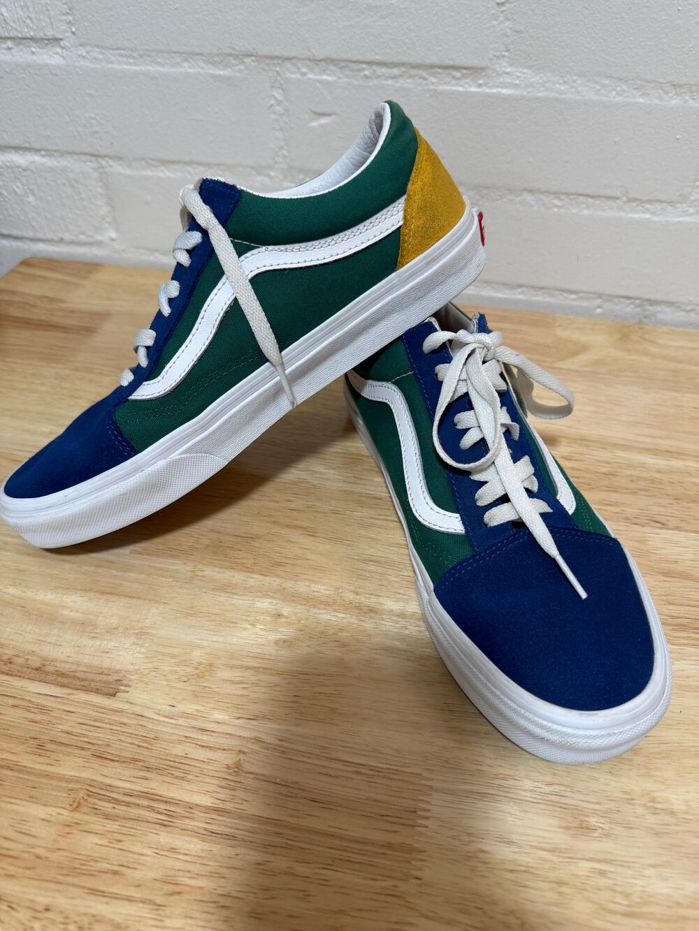 Vans Old Skool Men’s 9.5 Women’s 11 Green Blue Yellow Colorblock Sneakers
